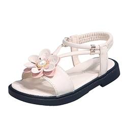 ORANDESIGNE Sommer Kinder Sandalen Mädchen Prinzessin Schuhe Römische Sandalen Blume Klettverschluss Hasp Babyschuhe Mädchen Sandalen Mode Strandschuhe Latin Tanzschuhe B Beige 26 EU von ORANDESIGNE