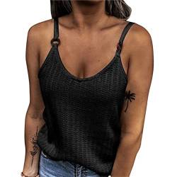 ORANDESIGNE Top Damen Sommer Sexy Ärmellos Shirt Mode V-Ausschnitt Bluse Mode Camisole Tank Damen Tops Damen T-Shirt Damen Tank Tops Sommer Oberteile Shirts Einfarbig Basic Tops A Schwarz XXL von ORANDESIGNE