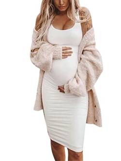 ORANDESIGNE Umstandskleid Stillkleid Damen Ärmellos Schwangere Kleider V-Ausschnitt Ethnisch Sommerkleid Elegante Umstandsmode Mini Kleider F Weiß XS von ORANDESIGNE