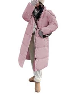 ORANDESIGNE Winterjacke Damen Winter Jacken Lang Warm Daunenmantel mit Kapuze Elegant Wintermantel Steppmantel mit Fellkapuze Steppjacke Langer Outdoor Mantel F-Rosa L von ORANDESIGNE