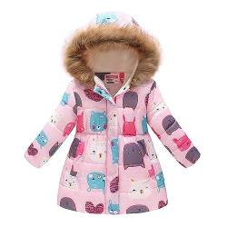 ORANDESIGNE Winterjacke mit Kapuzen Kinder Jungen Mädchen Lange Daunenjacke mit Fellkapuze Winter Parka Mantel Verdickte Trenchcoat Pelzkragen Steppjacke Warm Winddicht Jacke C Rosa 110 von ORANDESIGNE