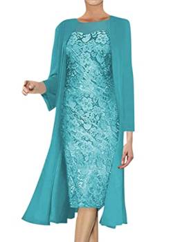 ORANDESIGNE Zweiteiler Damen Festlich Hochzeit Kleid Anzug Bolero Lang Und Abendkleid Elegant Knielang Festival Outfit Curvy Abendrobe Freizeitanzug BekleidungsSet Suit Set Suit C Grün XXL von ORANDESIGNE