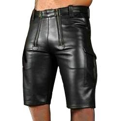 Shorts Herren Kurze Lederhose Sexy Wetlook Boxershorts Stretch Sport Training Laufen Joggingshose Lack Lederoptik Hose Kurze Leggings Slim Fit Ledershorts Ledershorts Punk Clubwear von ORANDESIGNE