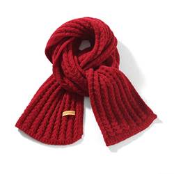 ORANZT Gestrickter Schal Lange Weiche Winter Strickschal Einfarbig Mode Pashmina Schal - Rotwein von ORANZT