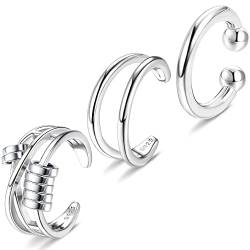 ORAZIO 3Pcs S925 Silber Ear Cuff Set Damen 925 Sterlingsilber Ohrklemme Ohrmanschette Helix Knorpel Clip Wickelohrring Fakepircings Ohrspange Ohrklemme Cuffs Ohr Schmuck Set von ORAZIO