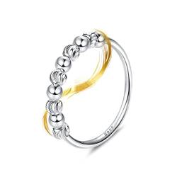 ORAZIO 925 Sterling Silber Fidget Ring mit gefrosteten Perlen Angstringe für Angst Zappeln Stapelring für Angst Stressband Ring Angstringe für Frauen Herren von ORAZIO