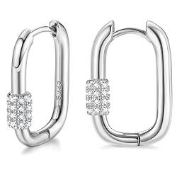 ORAZIO 925 Sterling Silber Hoop Creolen Ohrringe Vintage U-Form Huggie Ohrringe für Damen Frauen Hypoallergen Cubic Zirconia Ohrringe für Mädchen Geschenke von ORAZIO
