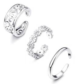 ORAZIO Zehenring Silber Für Damen Mädchen Offene Zehenringe Verstellbare Platinbeschichtung Hypoallergen Kleiner Fingerring Pinky Ring Einfacher Toe Ring Set Fußschmuck/B von ORAZIO