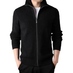 ORDOBO Strickjacke Für Herren - Gestrickte Pullover Jacke Männer Casual Business Winter Mode Warme Strickmantel Tops M-3Xl Plus Größe Klassische Einfache Kleidung, Schwarz, 3XL 76-80 Kg von ORDOBO