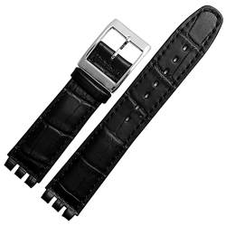 ORFKMF 17mm 19mm Echtes Kalbsleder Handgelenk Strap Für Swatch Uhr Band Männer Frauen Alligator Muster Armband Uhrenarmband Zubehör, 19 mm, Achat von ORFKMF