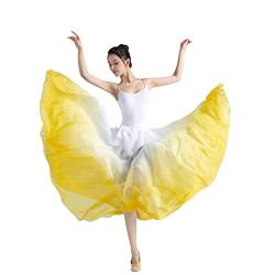 ORIDOOR Damen Fairy Lyrical Tanzrock Farbverlauf Farbe Chiffon Swing Rock Ballett Modren Tanzkostüm, gelb, Einheitsgröße von ORIDOOR