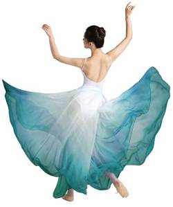 ORIDOOR Damen Fairy Lyrical Tanzrock Farbverlauf Swing Rock Ballett Modern Tanzkostüm, A Green, Einheitsgröße von ORIDOOR