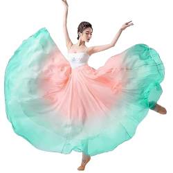 ORIDOOR Damen Fairy Lyrical Tanzrock Farbverlauf Swing Rock Ballett Modren Tanzkostüme, A Pink Green, Einheitsgröße von ORIDOOR