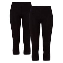 ORIGINAL BASICS Damen 3/4 Capri Leggings Baumwolle Kurz Blickdicht Normaler Bund (2er Pack) Schwarz S/M (36/38) von ORIGINAL BASICS