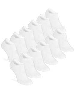 ORIGINAL BASICS Herren & Damen Bambus Sneaker-Socken Füßlinge Kurz-Socken weich atmungsaktiv OEKO-TEX (12 Paar) Weiß 43-46 von ORIGINAL BASICS