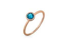 Fingerring OROLINO "585 Gold Roségold Blautopas rund" Fingerringe Gr. 058 (18,5), Gold, rot (rot, blau) Damen Fingerringe von OROLINO