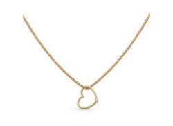 Kette mit Anhänger OROLINO "375 Gold Gelb Herz" Halsketten Gr. 42/45cm, Gold, Länge: 45 cm Breite: 12.0 mm, gelb Damen Ketten mit Anhänger von OROLINO