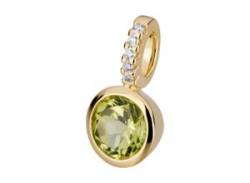 Ketten-Anhänger OROLINO "585/- Gelbgold Brillant/Peridot" Schmuckanhänger Gr. ONE-SIZE, 0,02 ct SI = kleine Einschlüsse, Gold, 0,6 g, gelb Damen Anhänger von OROLINO