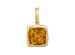 Ketten-Anhänger OROLINO "585 Gold Citrin 5x5mm" Schmuckanhänger Gr. ONE-SIZE, Gold, 0,7 g, gelb (gelb, gelb) Damen Anhänger von OROLINO