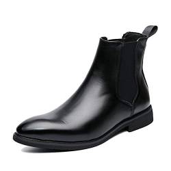 Chelsea-Stiefel für Männer Elegante Spitze Zehen Leichte Slip-On-Herbst-Winter-Stiefeletten Classic Office Solid Color Retro-Lederstiefel von OROSUA