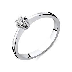 OROVI Damen Diamant Ring Weißgold, Verlobungsring 14 Karat (585) Gold und Diamant Brillanten 0.12 Ct, Solitärring Ring Handgemacht in Italien von OROVI