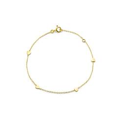 OROVI Damen Goldschmuck, Gold Armband mit Herze, 9 Karat (375) Gelbgold 18 cm von OROVI