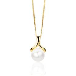 OROVI Damen Goldschmuck, Gold Kette mit Perlenanhänger, 9 Karat (375) Gelbgold, Süßwasser perle 7.5 mm Durchmesser von OROVI