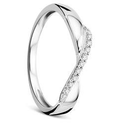 OROVI Damen-Ring Memoire Hochzeitsring Weißgold 9 Karat (375) Brillianten 0.08 carat Verlobungsring Diamantring von OROVI