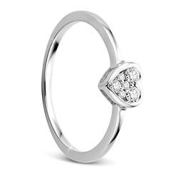 OROVI Damen Verlobungsring Gold Diamantring 9 Karat (375) Brillianten 0.10crt Weißgold Herz Ring mit 6 Diamanten von OROVI