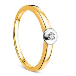 OROVI Damen Verlobungsring Gold Solitärring Diamantring 9 Karat (375) Brillianten 0.05crt Zweifarb/Weißgold und Gelbgold Ring mit Diamanten von OROVI