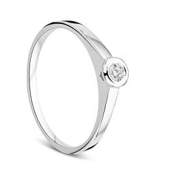 OROVI Ring für Damen Verlobungsring Gold Solitärring Diamantring 9 Karat (375) Brillanten 0.05crt Weißgold mit Diamanten Ring Handgemacht in Italien von OROVI
