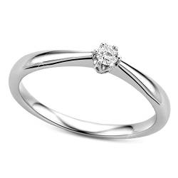 OROVI Ring für Damen Verlobungsring Gold Solitärring Diamantring 9 Karat (375) Brillianten 0.09crt Weißgold Ring mit Diamanten Ring Handgemacht in Italien von OROVI