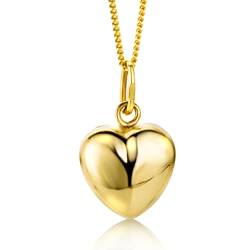 OROVI Schmuck Damen Herzkette Gelbgold mit Kettenanhänger Herz Halskette aus 14 Karat (585) Gold, 45 cm lang von OROVI
