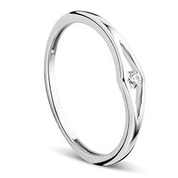 OROVI Solitär Damen Ring | Diamant Ring | echtes 9 Karat (375) Weißgold | mit echtem Diamant von 0,05 Karat | Goldring | hautfreundlicher Brillant Ring | Verlobungsring | Schmuck made in Italy von OROVI