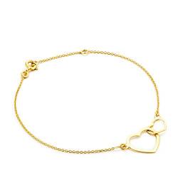 Orovi Armband - Armreif Damen Gelbgold 9 Karat / 375 Gold Kette mit Herz 18 cm Armband in Italien hergestellt von OROVI