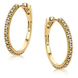 Orovi Damen Diamant Gold Creolen Ohrringe Gelbgold 18 Karat (750) Ohr-Schmuck Brillianten 0.18ct von OROVI