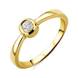 Orovi Damen Diamant Ring Gelbgold, Verlobungsring 14 Karat (585) Gold und Diamant Brillanten 0.1 Ct, Solitärring Ring Handgemacht in Italien von OROVI