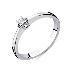 Orovi Damen Diamant Ring Weißgold, Verlobungsring 14 Karat (585) Gold und Diamant Brillanten 0.08 Ct, Solitärring Ring Handgemacht in Italien von OROVI