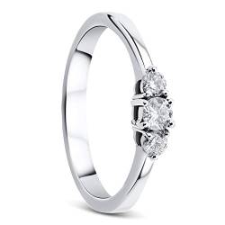 Orovi Damen Diamant Ring Weißgold, Verlobungsring 14 Karat (585) Gold und Diamanten Brillanten 0.25 Ct, Trio Diamant Ring Ring Handgemacht in Italien von OROVI