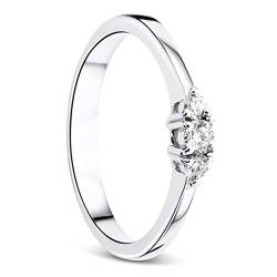 Orovi Damen Diamant Ring Weißgold, Verlobungsring 18 Karat (750) Gold und Diamanten Brillanten 0.15 Ct, Trio Diamant Ring Ring Handgemacht in Italien von OROVI