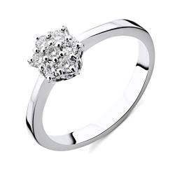 Orovi Damen Diamant Ring Weißgold, Verlobungsring 18 Karat (750) Gold und Diamanten Brillanten 0.21 Ct Ring Handgemacht in Italien von OROVI