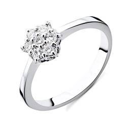 Orovi Damen Diamant Ring Weißgold, Verlobungsring 9 Karat (375) Gold und Diamanten Brillanten 0.21 Ct Ring Handgemacht in Italien von OROVI