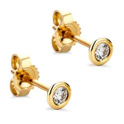 Orovi Damen Ohrringe mit Diamanten Gelbgold Solitär Ohrstecker 8 Karat (333) Gold und Diamant Brillanten 0.10 Ct von OROVI