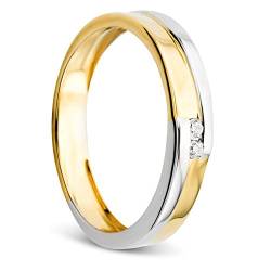 Orovi Damen Ring Bicolor Gelbgold und Weißgold 0.03 Ct Diamant Verlobunsring Ehering Trauring 14 Karat (585) Gold und Diamanten Brillanten von OROVI