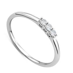 Orovi Damen-Ring Memoire Hochzeitsring Weißgold 9 Karat (375) 3 Brillianten 0.09 carat Verlobungsring Diamantring von OROVI