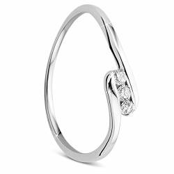 Orovi Damen-Ring Memoire Hochzeitsring Weißgold 9 Karat (375) 3 Brillianten 0.09 carat Verlobungsring Diamantring von OROVI