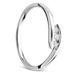 Orovi Damen Ring Weißgold 0.10 Ct Diamant Trilogy Verlobungsring 9 Karat (375) Gold und Diamanten Brillanten von OROVI