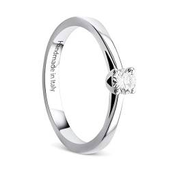 Orovi Damen Ring Weißgold 0.15 Ct Solitär Diamant Verlobungsring 14 Karat (585) Gold und Diamant Brillanten Ring Handgemacht in Italien von OROVI