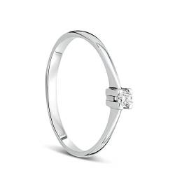 Orovi Damen Verlobungsring Gold Solitärring Diamantring 14 Karat (585) Brillianten 0.05crt Weißgold Ring mit Diamanten Ring Handgemacht in Italien von OROVI