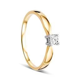 Orovi Damen Verlobungsring Gold Solitärring Diamantring 14 Karat (585) Brillianten 0.10crt Zweifarb/Weißgold und Gelbgold Ring mit Diamanten Ring Handgemacht in Italien von OROVI